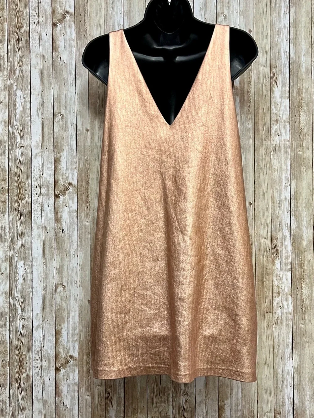 Zara Metallic Rose Gold Ruffle Mini Dress Size Small